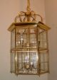 Vtg.  Retro Large Solid Brass Lantern Beveled Glass Quality Chandelier Fixture Chandeliers, Fixtures, Sconces photo 1