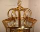 Vtg.  Retro Large Solid Brass Lantern Beveled Glass Quality Chandelier Fixture Chandeliers, Fixtures, Sconces photo 5