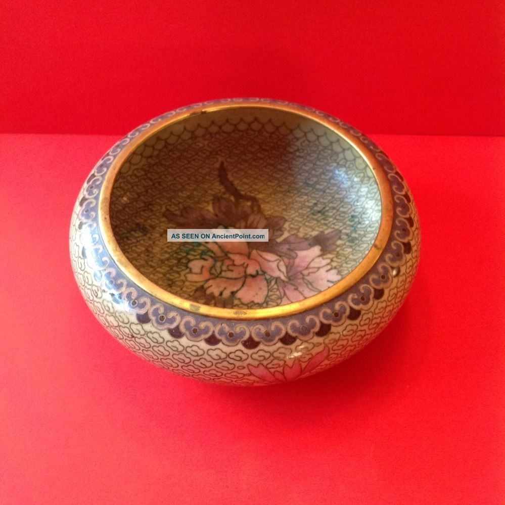 Estate Antique Chinese Cloissone Bowl Candy Dish Display Bowl Or Ash Tray Bowls photo