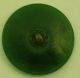 Antique Dark Green Glass Button Low Relief Flower Gold Inset 6 Pt Star 3/4 