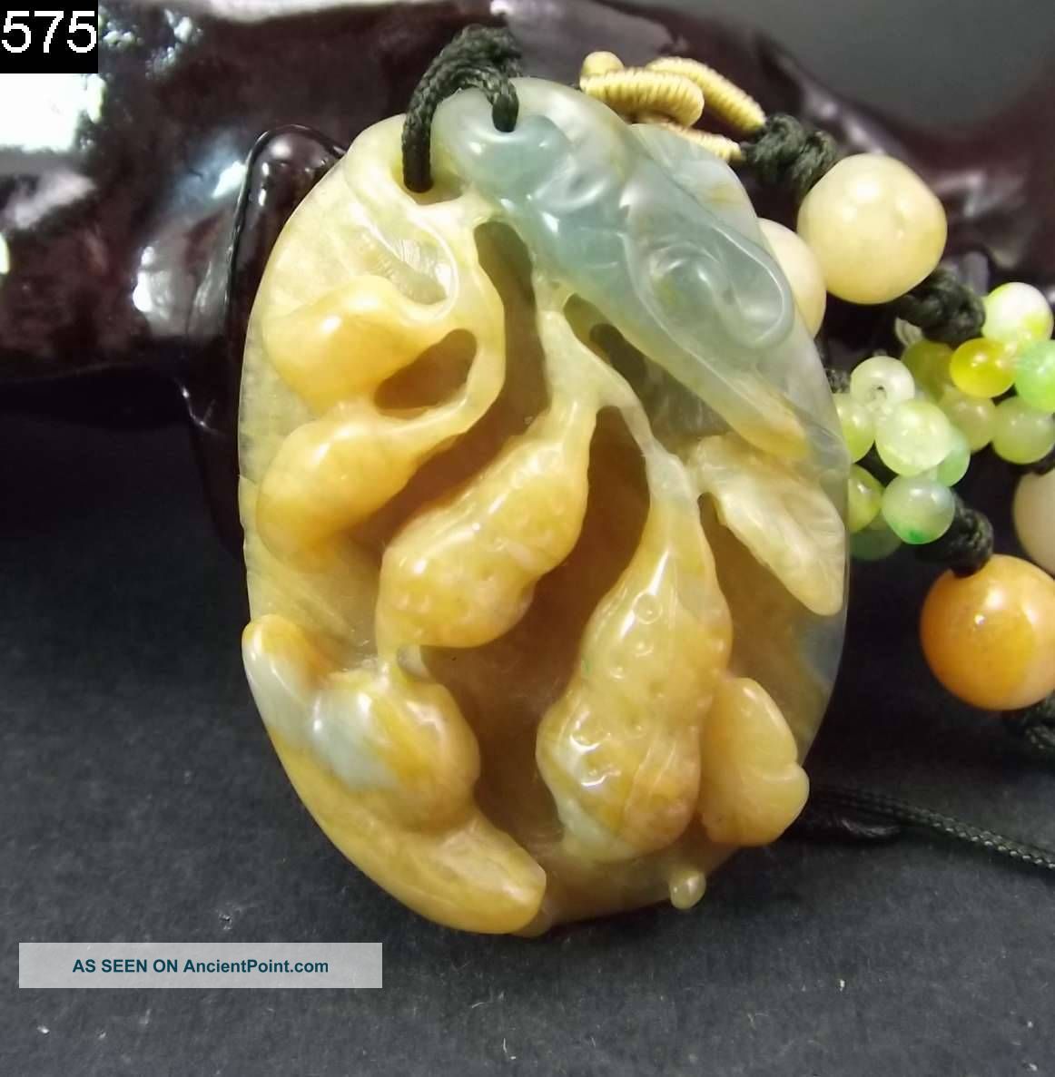 100% Natural Hand - Carved Old Hetian Jade Pendant Jadeite Necklace Peanut 575 Necklaces & Pendants photo