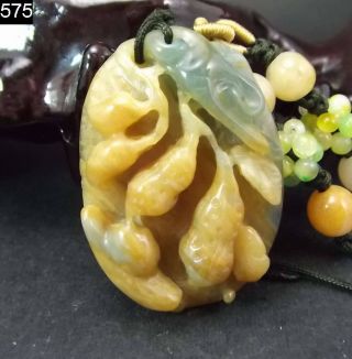 100% Natural Hand - Carved Old Hetian Jade Pendant Jadeite Necklace Peanut 575 photo