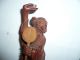 Antique Chinese Hand Carved Hard Wood Miniature Figurin Men With Fan Men, Women & Children photo 4