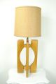 Mid Century Danish Modern Wood Lamp Burlap Shade Panton Era Mid-Century Modernism photo 9