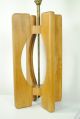 Mid Century Danish Modern Wood Lamp Burlap Shade Panton Era Mid-Century Modernism photo 2