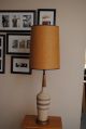 Mid Century Modern 1960s Art Texture Pottery Ceramic Lamp Burlap Shade Mid-Century Modernism photo 10