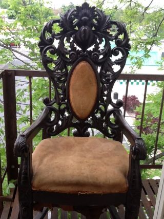 Exquisite - Antique Balloon Back Carved Throne Chair Circa.  1800;s photo