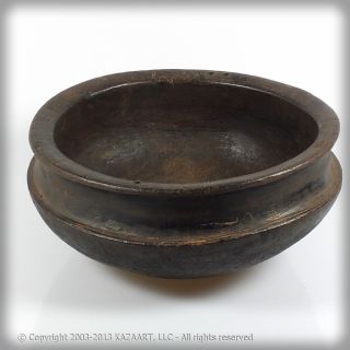 Old African Wood Food Bowl - Guinea,  West Africa photo