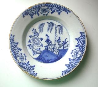 Mid - 18th Century English Delftware Tin - Glazed Plate C.  1750 photo