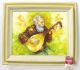 Oil On Canvas Painting Old Man Playing Lute Bright &colorful Karim Yqz String photo 1