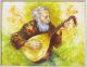 Oil On Canvas Painting Old Man Playing Lute Bright &colorful Karim Yqz String photo 2