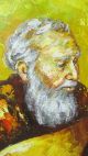 Oil On Canvas Painting Old Man Playing Lute Bright &colorful Karim Yqz String photo 3