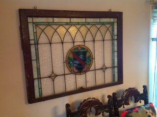 Vintage Stained Glass Church Window From Church In New York City 33.  5x43.  5 photo