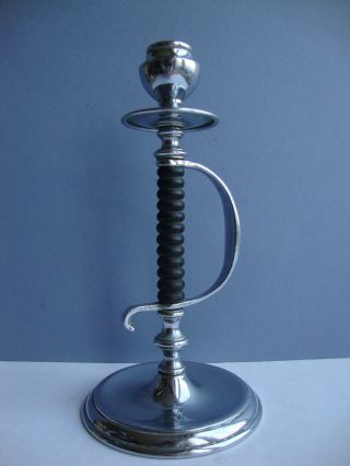 Early 20thc Novelty Chrome Candlestick With Sword Handle Shaft photo