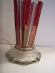 Vintage 1960s Ruby Red & Clear Cystal Vertical Stipe Star Shape Table Desk Lamp Mid-Century Modernism photo 1