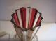 Vintage 1960s Ruby Red & Clear Cystal Vertical Stipe Star Shape Table Desk Lamp Mid-Century Modernism photo 5