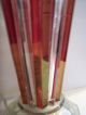 Vintage 1960s Ruby Red & Clear Cystal Vertical Stipe Star Shape Table Desk Lamp Mid-Century Modernism photo 6