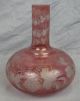 Antique Huge Cranberry Flashed Cut To Clear Vase/bottle Birds & Grapevines 19thc Vases photo 2