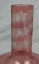 Antique Huge Cranberry Flashed Cut To Clear Vase/bottle Birds & Grapevines 19thc Vases photo 8