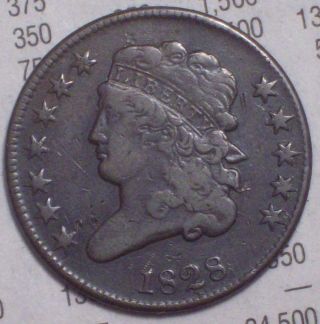1828 Half Cent Classic Head Rare 12 Star Strong Vf+ Awesome Brown Tone Us Coin photo