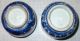 Antique Japanese Blue Flow Transfer Ware Pair Of Handmade Sake Cups Glasses & Cups photo 1