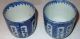 Antique Japanese Blue Flow Transfer Ware Pair Of Handmade Sake Cups Glasses & Cups photo 3