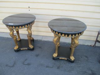 49829 Pair Figural Marble Top Lamp Table Stand S photo