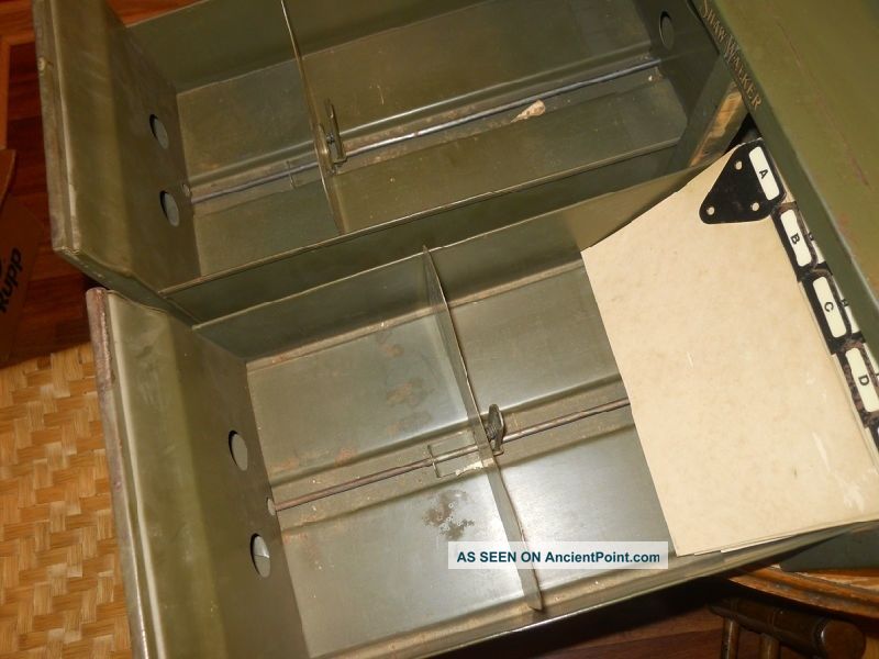 Vintage Shaw Walker Two Drawer Metal File Cabinet Brass Handles