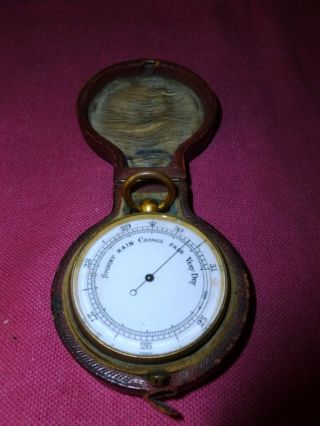 A Early 20th Century Cased Pocket Barometer - photo