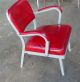 Vintage 1950s Red Vinyl Steel Office Industrial Factory Arm Chair Post-1950 photo 3