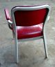 Vintage 1950s Red Vinyl Steel Office Industrial Factory Arm Chair Post-1950 photo 6