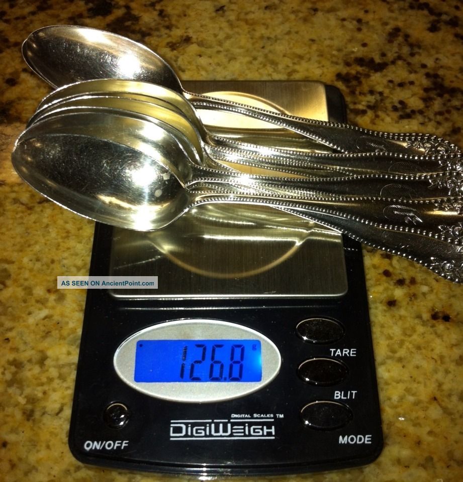 Sterling Silver Spoons 8 Marked Matching.  925 Scrap Or Use W/ Dings 126.  8 Grams Mixed Lots photo