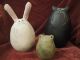 Painted American Folk Art Shelf Sitter Tuck Ornie Cat Rabbit Frog - Signed Primitives photo 1