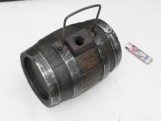 Rare Antique Oak Wood Barrel/keg/cask Primitive Keg For Wine Whiskey Beer photo