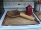 Vintage Wood Noodle Board / Cutting Board - - Barn Red - - Baker Ends Primitives photo 4