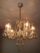 Antique Crystal Chandelier Light Fixture Vintage Glass Candelabra Shades Mid Cen Chandeliers, Fixtures, Sconces photo 1