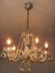Antique Crystal Chandelier Light Fixture Vintage Glass Candelabra Shades Mid Cen Chandeliers, Fixtures, Sconces photo 4