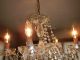 Antique Crystal Chandelier Light Fixture Vintage Glass Candelabra Shades Mid Cen Chandeliers, Fixtures, Sconces photo 6