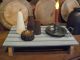 Old Blue Farmhouse Table Raiser Bench Primitives photo 1