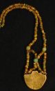 Authentic Ancient Egyptian Mummy Bead Necklace W/modern Sterling Centerpiece Egyptian photo 1