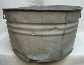 Antique 60year Old Galvanized Steel Wash Tub Ex.  Historic Winery Rustic Planter photo
