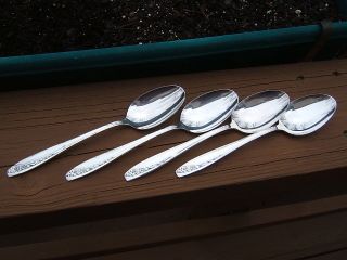 4 Rogers International Starlight 1953 Oval Soup Spoons Good Lotb photo
