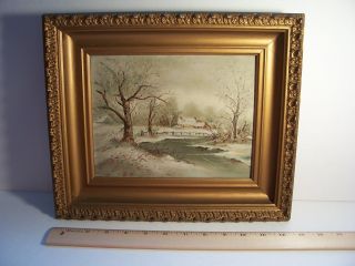 Antique Miniature Painting - Oil On Board - Fabulous Picture Frame - No Dmg. photo