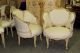 Large Chic Corbeille Rococo Painted Bergere Chairs 1900-1950 photo 10