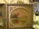 19th C.  French Gilt Panel Screen Room Divider Oil Painting Ribbon N Barbola Rose Other photo 7