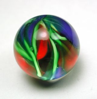Antique Paperweight Glass Button Blue Green Red Under Crystal Dome photo