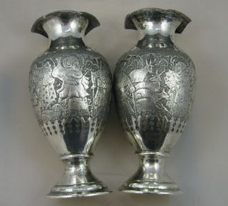 Persia,  Pair Of Silver Vases,  1960,  Maker Ghodami photo