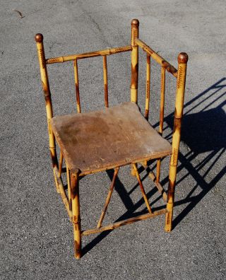 Victorian Stick Ball Bamboo Corner Chair With Signature On Bottom photo