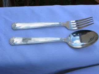 French Metal Blanc Silver Plate Dinner Fork Spoon Set photo