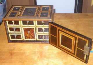 Rare Museum Quality 19th Century New England Inlaid Spice Box 1800 ' S Spice Chest photo